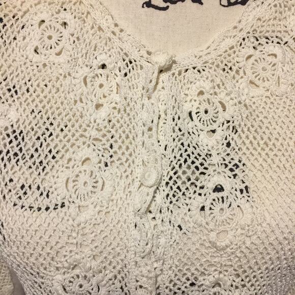 Vintage Ivory Handmade Crocheted cotton sweater Shanghai China - Picture 6 of 6